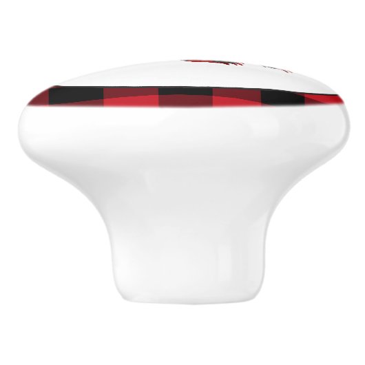 Büffel karierte Bärenküche Keramikknauf (Seitenansicht)