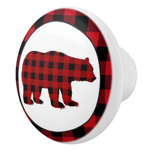 Büffel karierte Bärenküche Keramikknauf (Rechts)