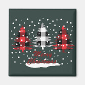 Büffel karierte Bäume Dekoration Banner Magnet (Vorne)