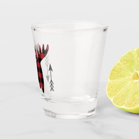 Büffel-karierte Elch-Kopf-Pfeile Schnapsglas (Rechts)