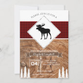 Büffel-karierte Elch-Themed Baby-Dusche Einladung (Vorderseite)