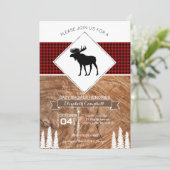 Büffel-karierte Elch-Themed Baby-Dusche Einladung (Stehend Vorderseite)