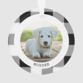 Büffel-karierte erste WeihnachtsFoto-Verzierung Ornament (Rückseite)