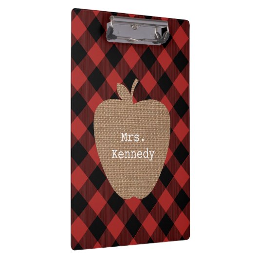 Büffel-karierte Leinwand-personalisierter Lehrer Klemmbrett (Rechts)