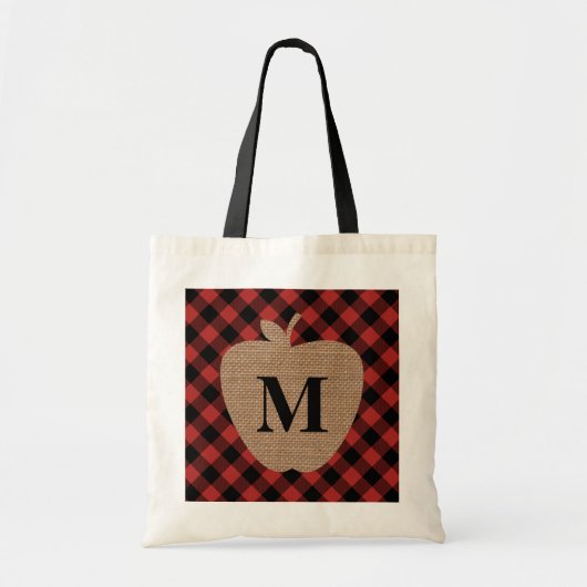 Büffel-karierte Monogramm-Apple-Lehrer-Tasche Tragetasche (Vorne)
