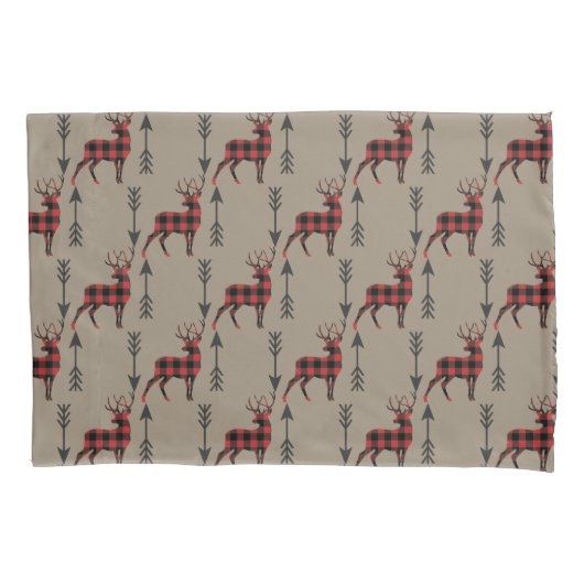 Büffel-karierte Rotwild auf TAN Kissenbezug (Vorderseite)