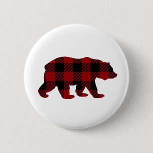 Büffel-karierter Bärn-Knopf Button