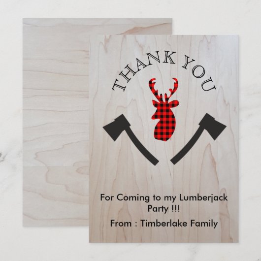 Büffel-karierter Rotwild-Kopf Dankeskarte (Vorne/Hinten)