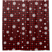 Büffel karierter Winterschneeflocke Duschvorhang (Vorderseite)