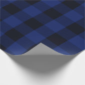 Büffel-kariertes Karo-Schwarz-blaues rustikales Geschenkpapier (Ecke)