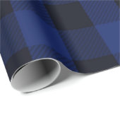 Büffel-kariertes Karo-Schwarz-blaues rustikales Geschenkpapier (Rolleneckpunkt)