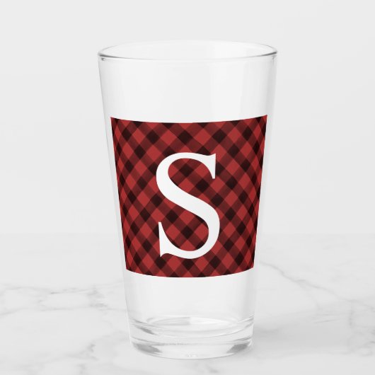 Büffel-kariertes Monogramm-Glas Tumber Glas (Vorderseite)