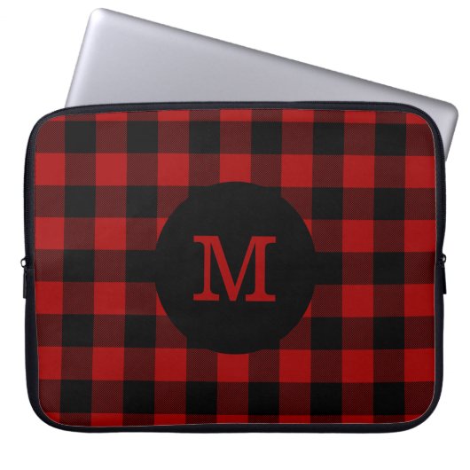 Büffel-kariertes Monogramm Laptopschutzhülle (Vorderseite)