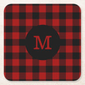 Büffel-kariertes Monogramm Rechteckiger Pappuntersetzer (Vorderseite)