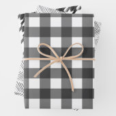 Büffel, Kariertes, Schwarz-weißes Musterpapier Geschenkpapier Set (Beispiel)