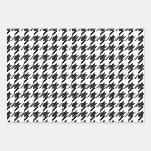 Büffel, Kariertes, Schwarz-weißes Musterpapier Geschenkpapier Set (Vorderseite 3)