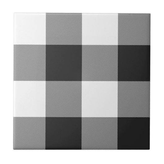 Büffel Kariertes weißes Tartan Kariertes Muster Fliese (Vorderseite)