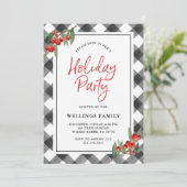 Büffel-Karo-kariertes schwarzes u. weißes Einladung (Stehend Vorderseite)