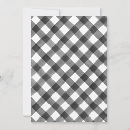 Büffel-Karo-kariertes schwarzes u. weißes Einladung (Rückseite)