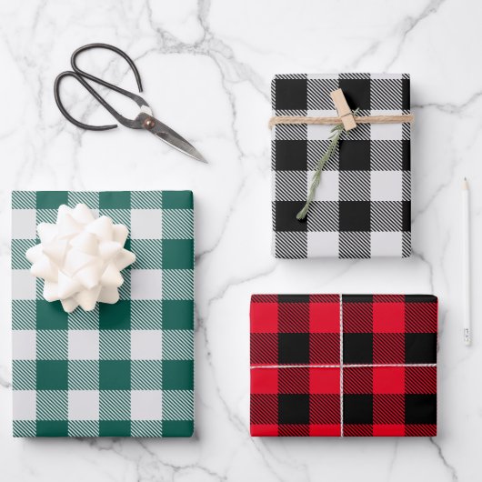 Büffel-Karo-Muster Kissen Geschenkpapier Set (Vorderseite)