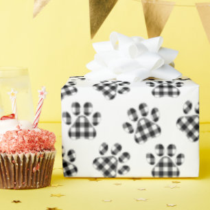 Büffel-Karo-Pfotenabdruck Geschenkpapier