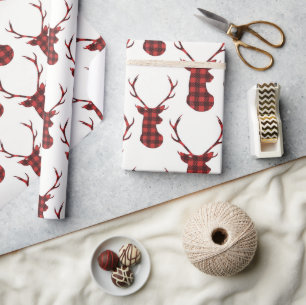 Büffel-Karo-Rentier Geschenkpapier