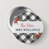 Büffel-Karo schwarz u. weiße Braut, zum zukünftige Button (Vorne & Hinten)