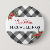 Büffel-Karo schwarz u. weiße Braut, zum zukünftige Button (Vorderseite)