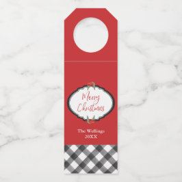 Büffel-Karo-schwarze u. weiße frohe Flaschenanhänger