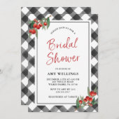 Büffel-Karo-schwarzes u. weißes rustikales Einladung (Vorne/Hinten)