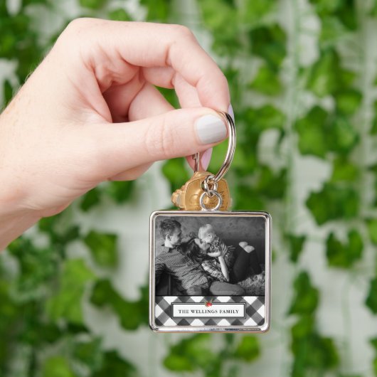 Büffel-Karo-schwarzes u. weißes rustikales Schlüsselanhänger (Hand)