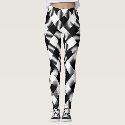 Büffel-Karo, Schwarzweißmuster Leggings (Vorderseite)