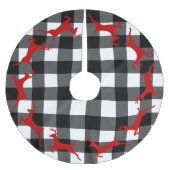 Büffel-Karo und Ren-Weihnachtsbaum-Rock Polyester Weihnachtsbaumdecke (Vorderseite)