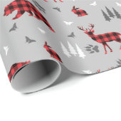Büffel-Karo-Waldtiere-Muster Geschenkpapier (Rolleneckpunkt)
