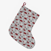 Büffel-Karo-Waldtiere-Muster Großer Weihnachtsstrumpf (Vorderansicht (hängend))