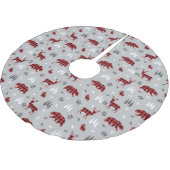 Büffel-Karo-Waldtiere-Muster Polyester Weihnachtsbaumdecke (Schrägansicht)