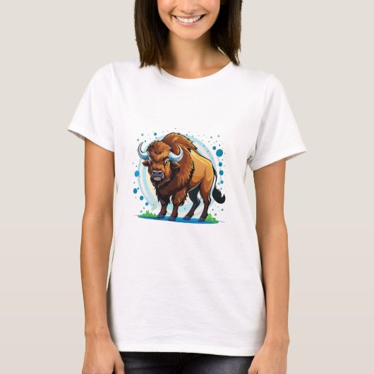 Büffel mit großen Hörnern T-Shirt (Vorderseite)