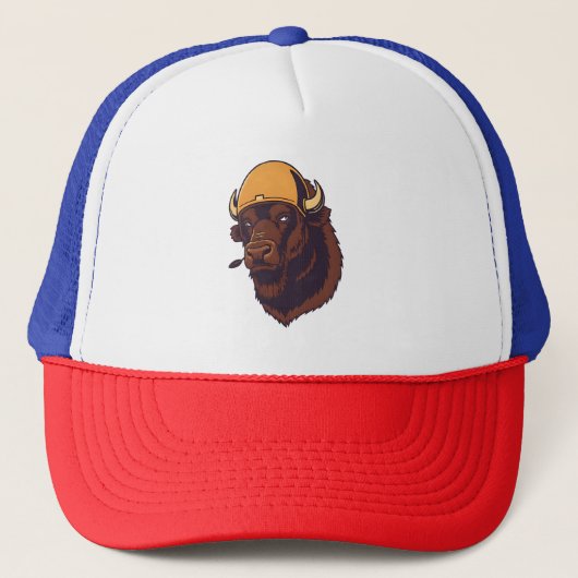 Büffel mit Helm Truckerkappe (Vorderseite)