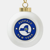 Büffel New York Keramik Kugel-Ornament (Vorderseite)