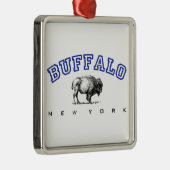 Büffel, NY - Bison Silbernes Ornament (Rechts)