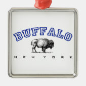 Büffel, NY - Bison Silbernes Ornament (Vorne)