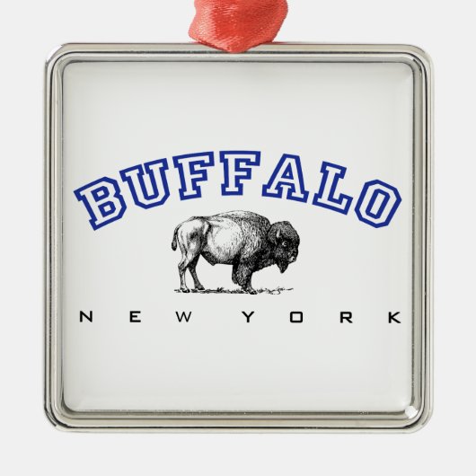 Büffel, NY - Bison Silbernes Ornament (Vorne)
