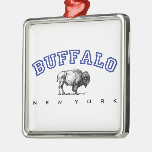 Büffel, NY - Bison Silbernes Ornament (Links)