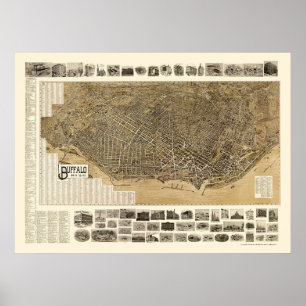 Büffel, NY panoramische Karte - 1902 Poster
