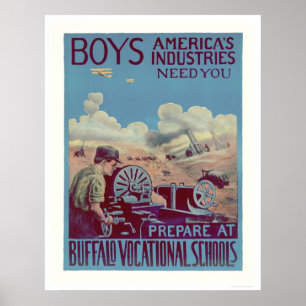 Büffel-Schulen (US02061) Poster