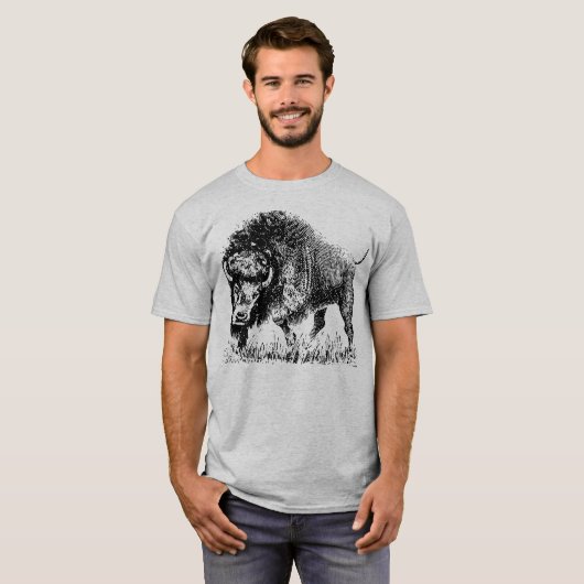 Büffel-T - Shirt, Männer grau T-Shirt (Vorne ganz)