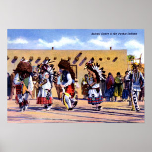 Büffel-Tanz des Pueblo-amerikanischen Ureinwohners Poster