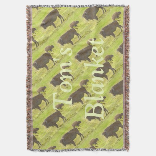 Büffel und Kalb farbiger Bleistift personalisiert Decke (Vorderseite Vertikal)