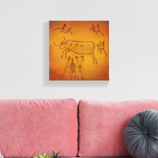 Büffel und Stammeskrieger Leinwanddruck (Insitu (Wohnzimmer))