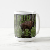 Büffel und Wald, Bison-Liebhaber Design Kaffeetasse (VorderseiteRechts)